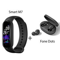 Relógio Bracelet M7 Saude Academia + Fone sem Fio Dots V5.0