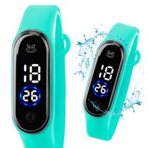 Relógio Bracelete Aprova D'água Azul Bebe Ajustável Pulseira Silicone Digital Visor Led Touch