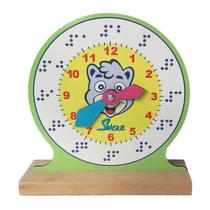 Relógio Braille Tátil Aprender as Horas Brinquedos Educativos Pedagógico Inclusão MDF Simque 5 anos