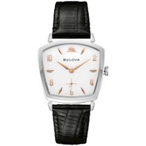 Relógio Bulova 96A337 com mostrador branco e pulseira de couro preto 35 mm Relógio Bulova 96A337 com mostrador branco e pulseira de couro preto 35 mm