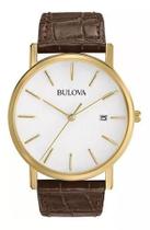 Relógio Bulova 97b100 Clássico Dourado Couro Slim 37mm