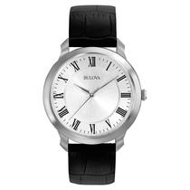 Relógio Bulova Classic de quartzo de 3 mãos para homens com couro preto Relógio Bulova Classic de quartzo de 3 mãos para homens com couro preto