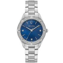 Relógio Bulova Feminino 96r243 Azul Cristal Dimantes Safira