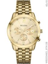 Relógio bulova feminino dourado aço wb22346g