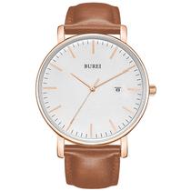 Relógio BUREI Fashion Minimalist à prova d'água para homens em ouro rosa