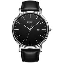 Relógio BUREI Fashion Minimalist à prova d'água para homens prateado