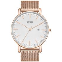Relógio BUREI Fashion Minimalist Analógico Branco com Ouro Rosa