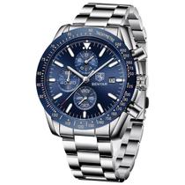 Relógio BY BENYAR Chronograph Analog Quartz para homens em aço inoxidável Relógio BY BENYAR Chronograph Analog Quartz para homens em aço inoxidável