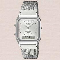 Relógio Casio AQ-230EM-7ADF Vintage Pulseira Malha Aço Relógio Casio AQ-230EM-7ADF Vintage Pulseira Malha Aço