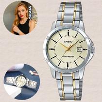 Relógio Casio Collection Feminino Casual Analógico Prova D Àgua Prata LTP-V004SG-9AUDF