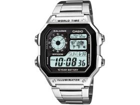 Relógio Casio Digital Masculino World Time AE-1200WHD-1AVDF Relógio Casio Digital Masculino World Time AE-1200WHD-1AVDF