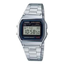 Relógio Casio Digital Vintage A158WA-1DF-BR Preto e Prata