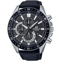 Relógio CASIO EDIFICE masculino preto couro EFV-620L-1AVUDF