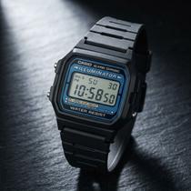 Relógio Casio F-105W-1ADF Digital Retrô Iluminação Azul Resistente à Água Cronômetro Alarme Unissex Feminino Masculino Leve
