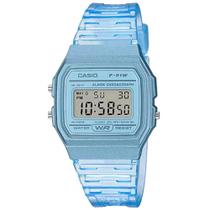 Relógio CASIO feminino digital azul translúcido F-91WS-2DF