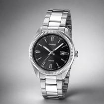 Relógio Casio Feminino LTP-1302PD-1A1V Aço Inoxidável Mostrador Preto Calendário Vidro Mineral Casual 3 ATM