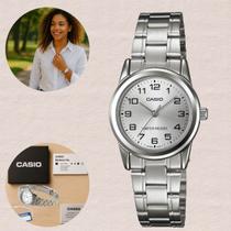 Relógio Casio Feminino LTPV001D Prata Elegante e Resistente à Água Casual Elegante Quartzo Analógico Pulseira Aço Inóx Relógio Casio Feminino LTPV001D Prata Elegante e Resistente à Água Casual Elegante Quartzo Analógico Pulseira Aço Inóx