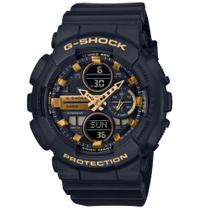 Relógio casio g-shock feminino preto dourado gma-s140m-1adr