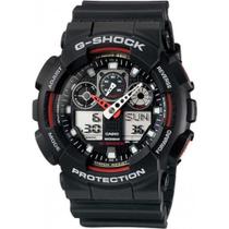 relógio casio g-shock Ga-100-1a4dr preto/ vermelho