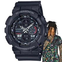 Relógio Casio G-Shock Masculino Digital Analógico Anadigi Hora Dupla Mundial Prova Dágua 20ATM 5 Alarmes Esportivo Preto GA-140-1A1DR
