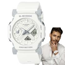 Relógio Casio G-Shock Masculino HOra Mundial Anadigi Analogico Digital Redondo Esportivo Branco GA-2300-7ADR