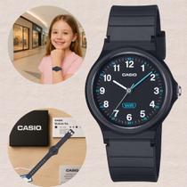 Relógio Casio Infantil Juvenil Escolar Leve Casual Meninos Meninas LQ24B1B Preto Pulseira Ecológica Resistente à Água