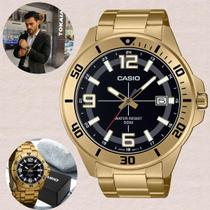 Relógio Casio Masculino Analógico Redondo Casual Aço Inóx Prova Dágua 5 ATM Dourado MTC-100G-1BVDF Relógio Casio Masculino Analógico Redondo Casual Aço Inóx Prova Dágua 5 ATM Dourado MTC-100G-1BVDF