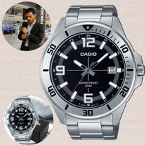 Relógio Casio Masculino Analógico Redondo Casual Aço Inóx Prova Dágua 5 ATM Prata MTC-100D-1BVDF