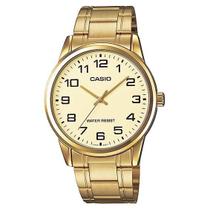 Relógio CASIO masculino dourado analógico MTP-V001G-9BUDF Relógio CASIO masculino dourado analógico MTP-V001G-9BUDF
