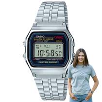 Relógio Casio Masculino Feminino Retro Vintage Pequeno Cronômetro Digital Pulseira Aço Inóx Prata A159WA-N1DF Relógio Casio Masculino Feminino Retro Vintage Pequeno Cronômetro Digital Pulseira Aço Inóx Prata A159WA-N1DF