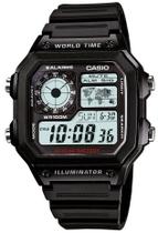 Relógio casio masculino hora mundial quadrado ae-1200wh-1avdf