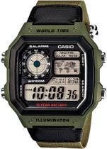 Relógio casio masculino hora mundial quadrado ae-1200whb-3bvdf