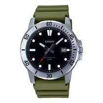 Relógio CASIO masculino preto verde borracha MTP-VD01-3EVUDF