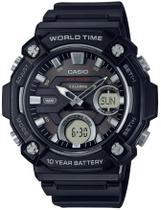 Relógio CASIO masculino preto world time AEQ-120W-1AVDF