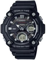 Relógio CASIO masculino preto world time AEQ-120W-1AVDF Relógio CASIO masculino preto world time AEQ-120W-1AVDF