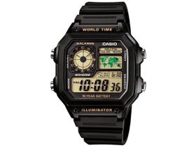 Relógio casio masculino quadrado 5 alarmes ae1200wh1bvdf
