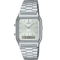 Relógio casio masculino retangular prata aq-230a-7amqydf Relógio casio masculino retangular prata aq-230a-7amqydf