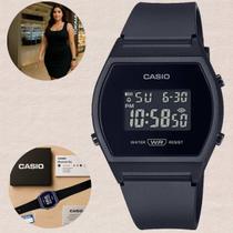 Relógio Casio Standard Feminino Digital Leve Confortável Luminoso LED Resistência Água 50 Metros 5ATM Esportivo Casual Preto LW-204-1BDF