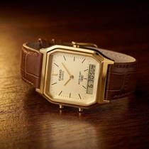 Relógio Casio Unissex Anadigi Vintage Dourado AQ-230EGL-9ADF