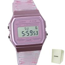 Relógio Casio Unissex Digital Rosa Transparente F-91WS-4DF