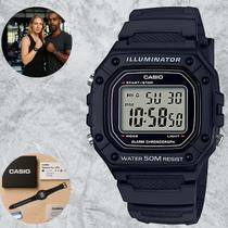 Relógio Casio unissex Feminino Masculino Digital Cronômetro Esportivo Preto W218H com LED, Cronômetro e Resistência à Água 50 Metros