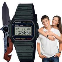 Relógio Casio Unissex Feminino Masculino Quadrado Pequeno Classico Vintage Resistente Água Digital Esportivo Preto W-59-1VQ + Canivete