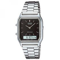 Relógio casio unissex quadrado prata aq-230a-1dmq