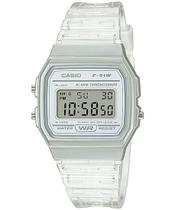 Relógio CASIO unissex transparente digital prata F-91WS-7DF