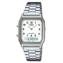 Relógio Casio Vintage AnaDigi AQ-230A-7BMQ-BR Branco e Prata