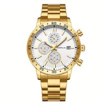 Relógio Casual, Cronógrafo Multifuncional, Pulseira de Aço Inoxidável