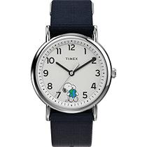 Relógio casual Timex Peanuts 38mm, pulseira de tecido preta, modelo TW2V07000WX