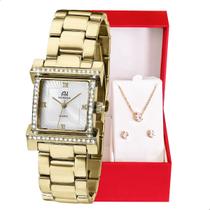 Relógio Champion Ana Hickmann Analógico Aço Dourado AH28179H Kit Colar e Brincos