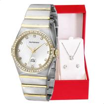 Relógio Champion Ana Hickmann Analógico Bicolor AH28188S Kit Colar e Brincos