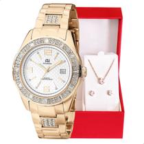 Relógio Champion Ana Hickmann Analógico Prova D'Água Aço Rosé AH20113Z Kit Colar e Brincos Relógio Champion Ana Hickmann Analógico Prova D'Água Aço Rosé AH20113Z Kit Colar e Brincos